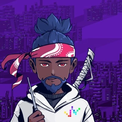 Zeneca's PFP, a man with a squiggle-inspired hoodie on a purple background.